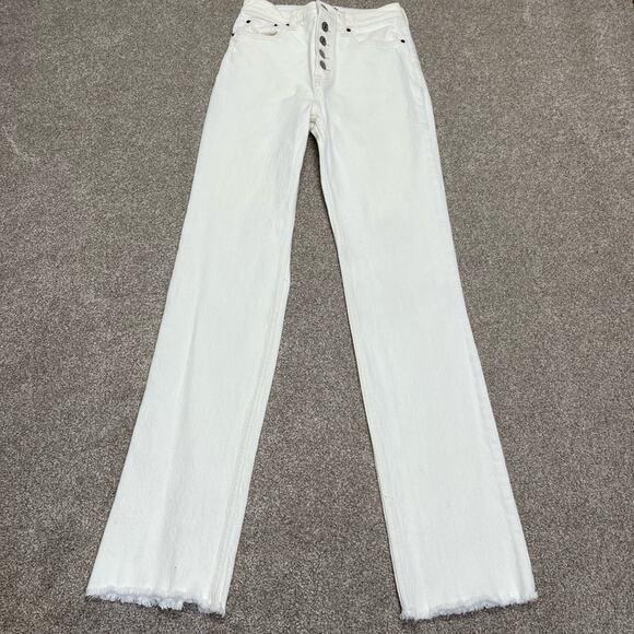 Abercrombie & fitch womens ultra high rise straight jeans sz 0R/25 button fly - Picture 2 of 12